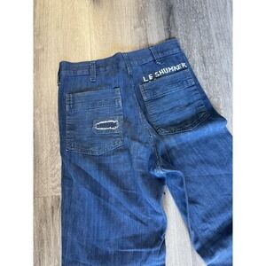 Vintage 60s 70s Selvedge Super Flare L.E. Shumker Patched Jeans Size 28 Waist